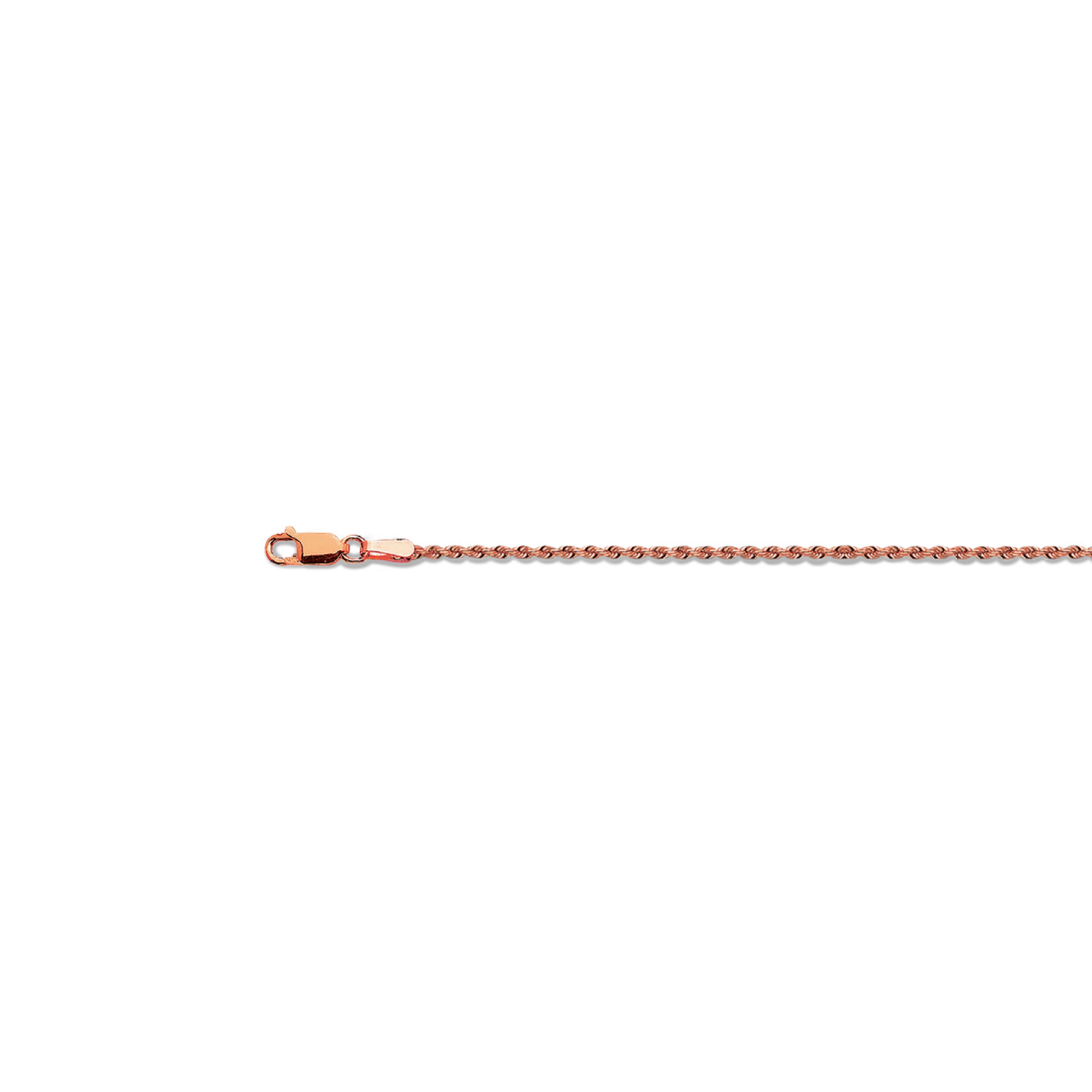 10K 2MM ROSE GOLD SOLID DC ROPE 7" CHAIN BRACELET (AVAILABLE IN LENGTHS 7" - 30")