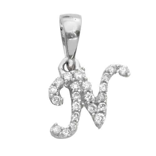 14KW 0.07CTW DIAMOND INITIAL PENDANT