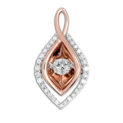 14KW+R 0.33CTW DANCING DIAMOND PENDANT