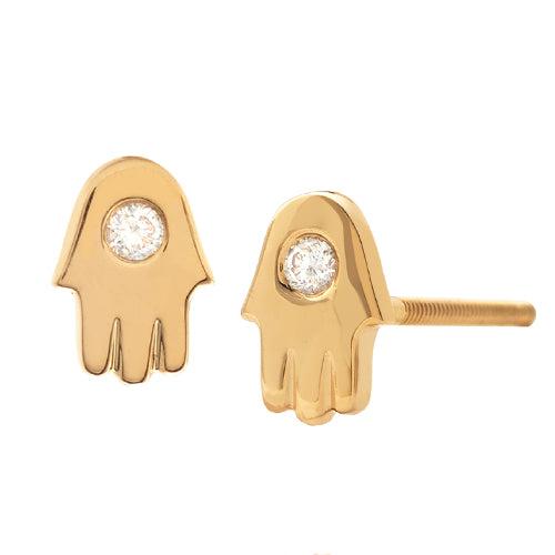 14KY 0.06CTW DIAMOND SINGLE STONE HAMZA EARRING