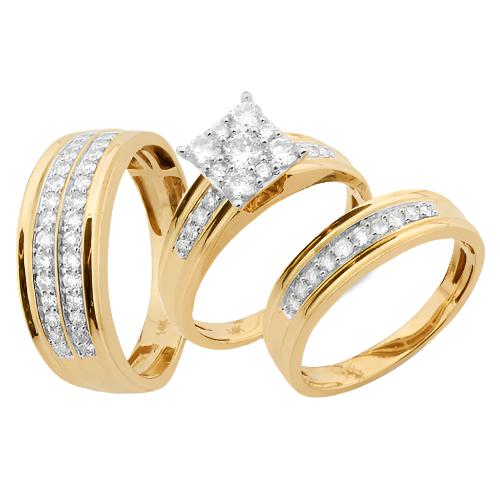 14KY 1.35CTW DIAMOND TRIO SET