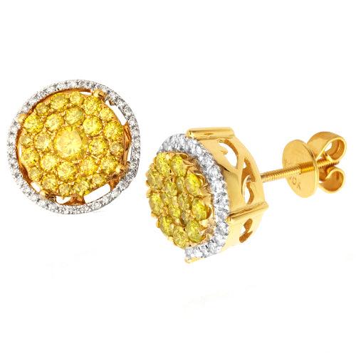 10KY 1.50CTW YELLOW AND WHITE DIAMOND ROUND CLUSET